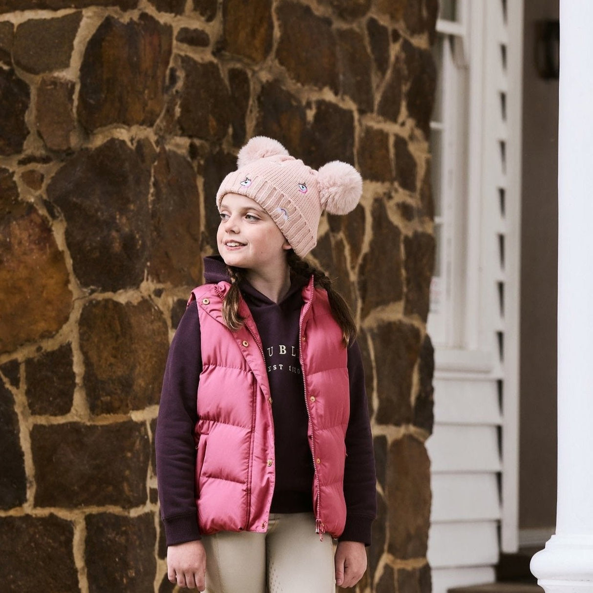 Dublin Kids Embriodered Fun Beanie #colour_dusty-pink