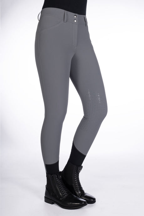 HKM Ladies Knee Patche Riding Breeches -Tampa- #colour_grey