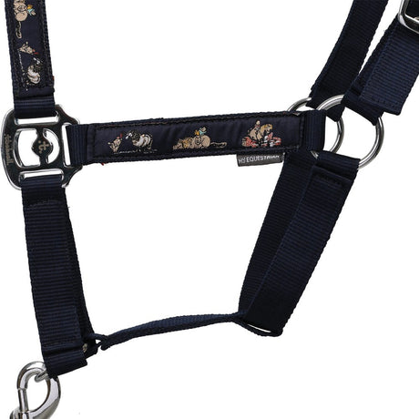 Hy Equestrian Thelwell Collection Practice Makes Perfect Head Collar & Lead Rope #colour_navy-red