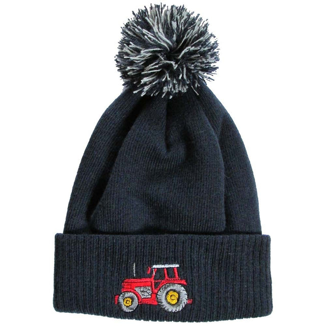 British Country Collection Red Tractor Pom Pom Beanie Hat #colour_navy