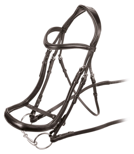 Shires Velociti RAPIDA Ergonomic Curved Cavesson Bridle #colour_havana