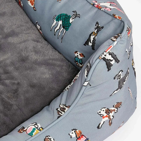 Joules Rainbow Dogs Box Bed #colour_grey-dog-print