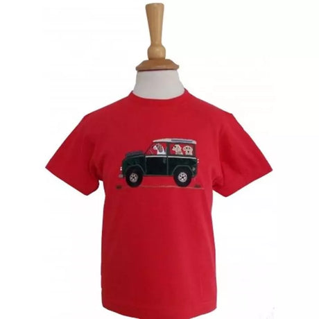 British Country Collection LIMITED EDITION Offroader & Dogs Childrens T-Shirt #colour_red