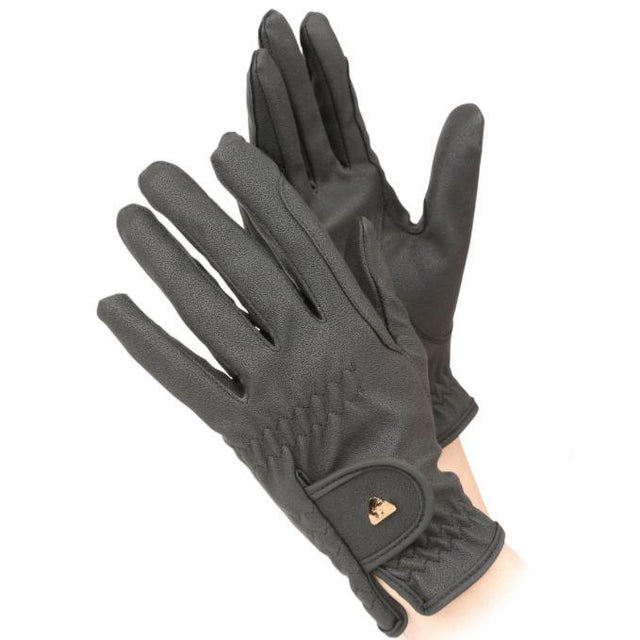 Shires Aubrion Child's PU Riding Gloves #colour_black