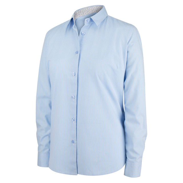 Hoggs of Fife Bonnie II Ladies Cotton Shirt #colour_light-blue-stripe