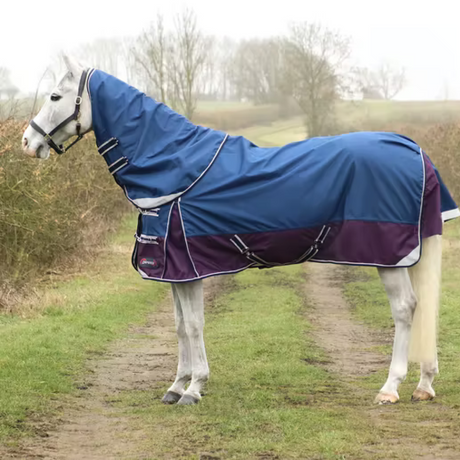 DefenceX System 0g Turnout Rug with Detachable Neck Cover #colour_navy-purple