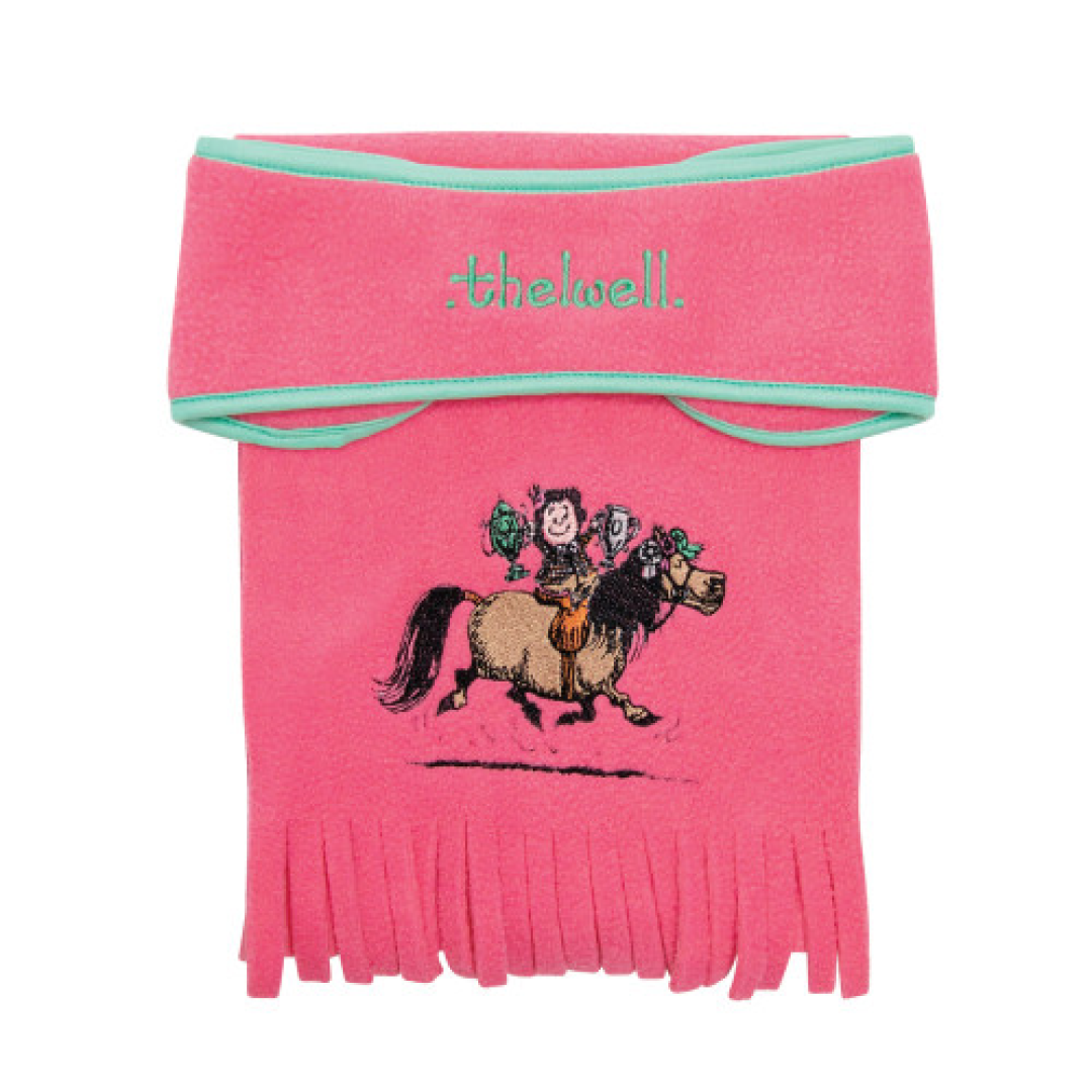 Hy Equestrian Thelwell Collection Trophy Headband and Scarf Set #colour_mint-pink