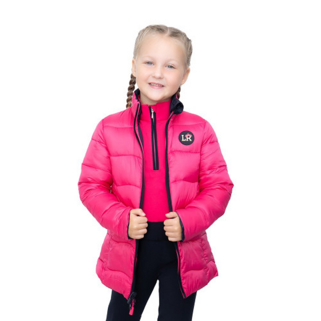 Hy Equestrian Little Rider Analise Reversible Padded Jacket #colour_navy/pink