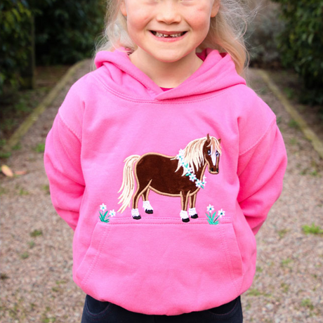 British Country Collection Flora Pony Childrens Hoodie #colour_candy-pink